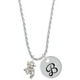 thumbnail image 1 of Delight Jewelry Silvertone Mini 3-D Elephant Silvertone Script Initial Disc - B - Charm Necklace, 20"+3", 1 of 4