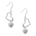 thumbnail image 1 of Delight Jewelry Silvertone Mini 3-D ''Little Sister'' Heart Open Heart French Earrings, 1 of 4