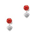 thumbnail image 1 of Delight Jewelry Silvertone Mini 3-D ''Little Sister'' Heart Red Crystal Clip on Earrings, 1 of 5