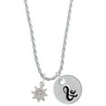 thumbnail image 1 of Delight Jewelry Silvertone Mini AB Crystal Ship Wheel - Navigation Silvertone Script Initial Disc - & - Charm Necklace, 20"+3", 1 of 4
