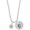thumbnail image 1 of Delight Jewelry Silvertone Mini AB Crystal Ship Wheel - Navigation Silvertone Script Initial Disc - O - Charm Necklace, 20"+3", 1 of 4