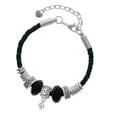 thumbnail image 1 of Delight Jewelry Silvertone Mini April - Clear Crystal Heart Lil Sister Celtic Knot Leather Bead Bracelet, 7"+2" Extender, 1 of 4