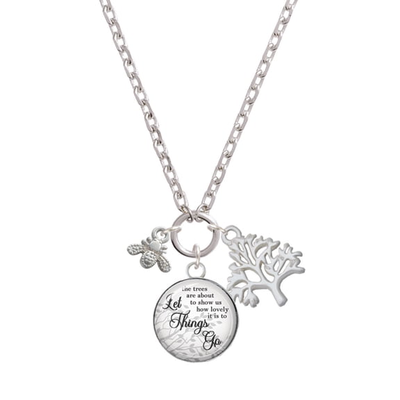 Delight Jewelry Silvertone Mini Bee Let Things Go Fall Zoey Charm Necklace, 28"