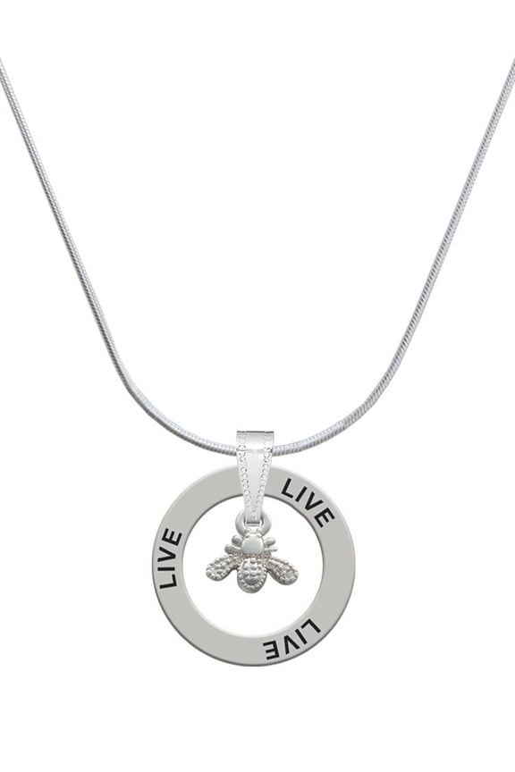 Silvertone Mini Bee Live Ring Charm Necklace, 18"