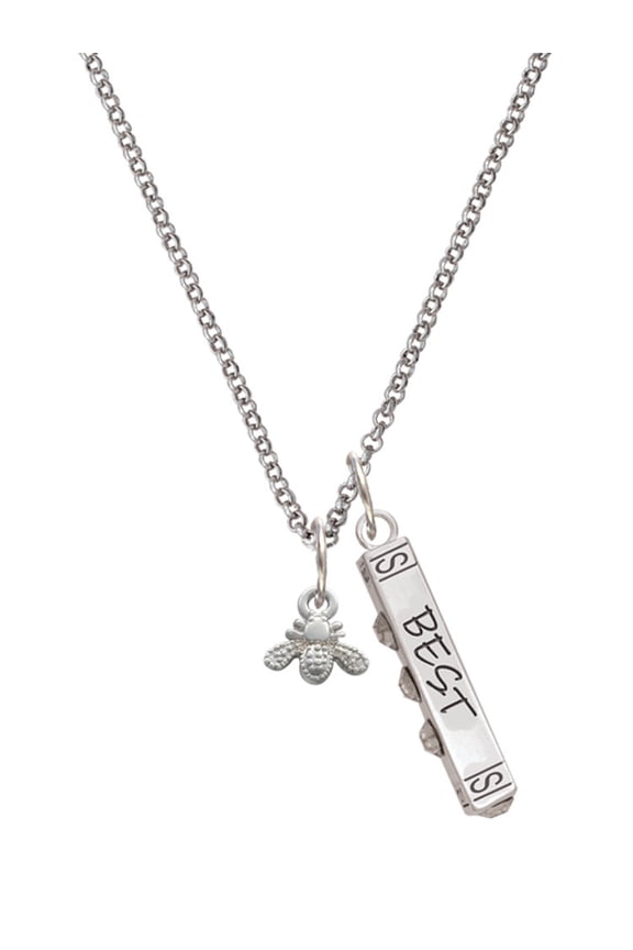 Silvertone Mini Bee Silvertone Best Friends Forever Bar Charm Necklace, 23"