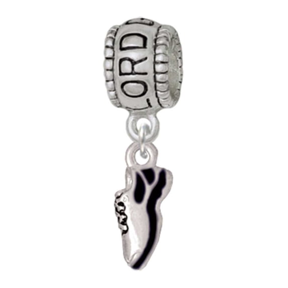 Delight Jewelry Silvertone Mini Black Running Shoe Lord Guide Me Charm Bead