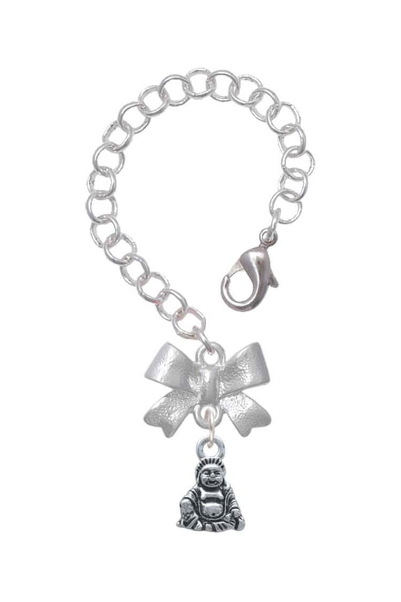 Silvertone Mini Buddha - Silvertone Bow Charm Accessory for Tumblers and Thermal Cups