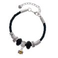 thumbnail image 1 of Delight Jewelry Silvertone Mini Bumble Bee Grandmother Celtic Knot Leather Bead Bracelet, 7"+2" Extender, 1 of 4