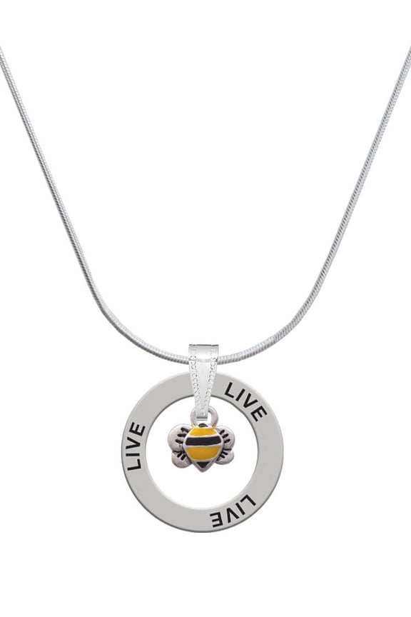 Silvertone Mini Bumble Bee Live Ring Charm Necklace, 18"