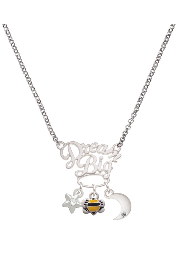 Silvertone Mini Bumble Bee Silvertone Dream Big Pendant Necklace, 25"