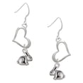 thumbnail image 1 of Delight Jewelry Silvertone Mini Bunny Open Heart French Earrings, 1 of 4