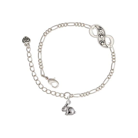 Delight Jewelry Silvertone Mini Bunny Silver-tone Paw Infinity Link Chain Bracelet, 6"+2" Extender