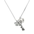 thumbnail image 1 of Delight Jewelry Silvertone Mini Butterfly with Clear Wings & Crystals - Love and Lock Charm Necklace, 18"+1", 1 of 4