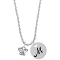 thumbnail image 1 of Delight Jewelry Silvertone Mini Butterfly with Clear Wings & Crystals Silvertone Script Initial Disc - M - Charm Necklace, 20"+3", 1 of 4