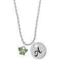 thumbnail image 1 of Delight Jewelry Silvertone Mini Butterfly with Green Wings & Crystals Silvertone Script Initial Disc - A - Charm Necklace, 20"+3", 1 of 4