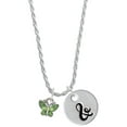 thumbnail image 1 of Delight Jewelry Silvertone Mini Butterfly with Green Wings & Crystals Silvertone Script Initial Disc - & - Charm Necklace, 20"+3", 1 of 4