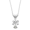 thumbnail image 1 of Delight Jewelry Silvertone Mini Cat Face with Whiskers Silver tone Bow Heart Necklace, 1 of 4