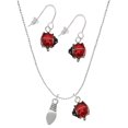 thumbnail image 1 of Delight Jewelry Silvertone Mini Christmas Light Red Lucky Ladybug Necklace and Dangle Earrings Set, 1 of 6