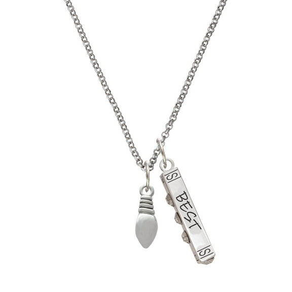 Delight Jewelry Silvertone Mini Christmas Light Silvertone Best Friends Forever Bar Charm Necklace, 23"