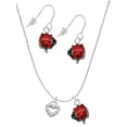 thumbnail image 1 of Delight Jewelry Silvertone Mini Clear Crystal Heart Red Lucky Ladybug Necklace and Dangle Earrings Set, 1 of 6