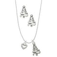 thumbnail image 1 of Delight Jewelry Silvertone Mini Clear Crystal Heart Silver tone Zig Zag Christmas Tree Charm Necklace and Stud Earrings, 1 of 4