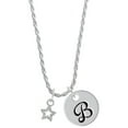 thumbnail image 1 of Delight Jewelry Silvertone Mini Clear Crystal Star Silvertone Script Initial Disc - B - Charm Necklace, 20"+3", 1 of 4