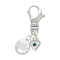 thumbnail image 1 of Delight Jewelry Silvertone Mini December - Teal Crystal Heart - Silvertone Clip on Charm with Clear Crystal Drop, 1 of 4