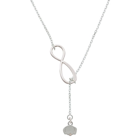 Delight Jewelry Silvertone Mini Dog Face with Tongue Silver tone Elegant Infinity Lariat Necklace