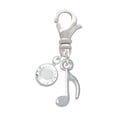 thumbnail image 1 of Delight Jewelry Silvertone Mini Eighth Note - Silvertone Clip on Charm with Clear Crystal Drop, 1 of 4