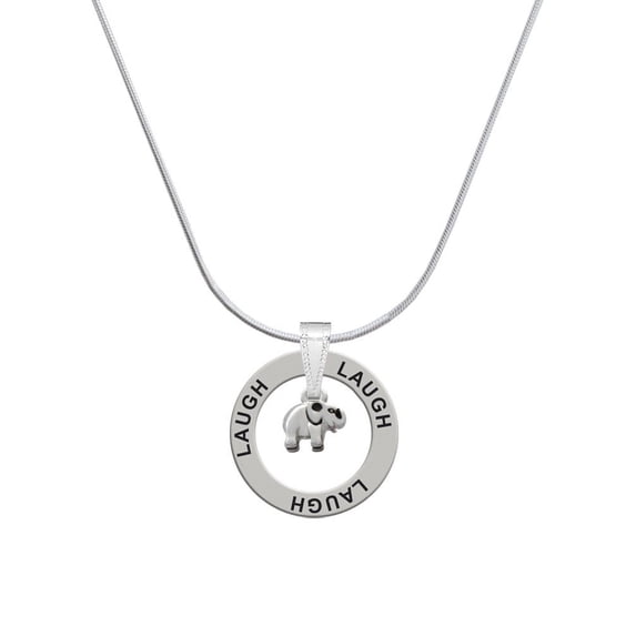 Delight Jewelry Silvertone Mini Elephant Laugh Ring Charm Necklace, 18"