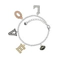 thumbnail image 1 of Delight Jewelry Silvertone Mini Enamel Football Multi-Colored Crystal Love Charm Bracelet, 1 of 5