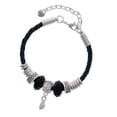 thumbnail image 1 of Delight Jewelry Silvertone Mini Flip Flop Grandmother Celtic Knot Leather Bead Bracelet, 7"+2" Extender, 1 of 4