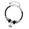 thumbnail image 1 of Delight Jewelry Silvertone Mini Football Grandmother Celtic Knot Leather Bead Bracelet, 7"+2" Extender, 1 of 4