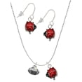 thumbnail image 1 of Delight Jewelry Silvertone Mini Football with AB Crystal Red Lucky Ladybug Necklace and Dangle Earrings Set, 1 of 6