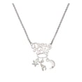 thumbnail image 1 of Delight Jewelry Silvertone Mini Giraffe Silvertone Dream Big Pendant Necklace, 25", 1 of 4