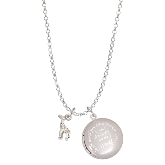 Delight Jewelry Silvertone Mini Giraffe To the World You are a Mother Locket Necklace