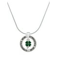 thumbnail image 1 of Delight Jewelry Silvertone Mini Green Four Leaf Clover with Heart Leaves Gymnastics Mom Ring Charm Necklace, 18", 1 of 4