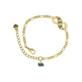 thumbnail image 1 of Delight Jewelry Silvertone Mini Green Turtle - Side Gold-tone Paw Infinity Link Chain Bracelet, 6"+2" Extender, 1 of 3