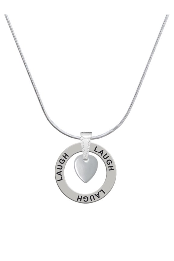 Silvertone Mini Guitar Pick Laugh Ring Charm Necklace, 18"