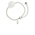 thumbnail image 1 of Delight Jewelry Silvertone Mini Hamsa Hand Silver-tone Flower Link Chain Bracelet, 6.75"+2" Extender, 1 of 4