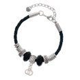 thumbnail image 1 of Delight Jewelry Silvertone Mini Handcuffs Godmother Celtic Knot Leather Bead Bracelet, 7"+2" Extender, 1 of 4
