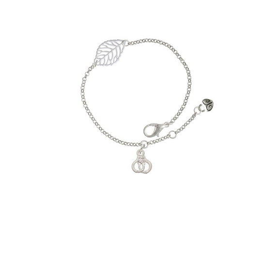 Delight Jewelry Silvertone Mini Handcuffs - Silvertone Leaf Delicate Bracelet, 6.25+1.75"