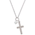 thumbnail image 1 of Delight Jewelry Silvertone Mini Heart Lock Everlasting Love Engraved Cross Zoey Necklace, 28", 1 of 4