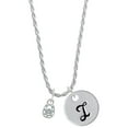 thumbnail image 1 of Delight Jewelry Silvertone Mini Horseshoe with Clear Crystal Silvertone Script Initial Disc - I - Charm Necklace, 20"+3", 1 of 4