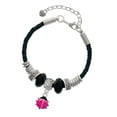 thumbnail image 1 of Delight Jewelry Silvertone Mini Hot Pink Ladybug Godmother Celtic Knot Leather Bead Bracelet, 7"+2" Extender, 1 of 4