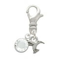 thumbnail image 1 of Delight Jewelry Silvertone Mini Hummingbird - Silvertone Clip on Charm with Clear Crystal Drop, 1 of 5