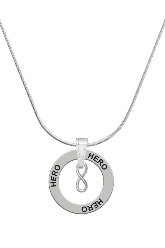 Silvertone Mini Infinity Sign Hero Ring Charm Necklace, 18"