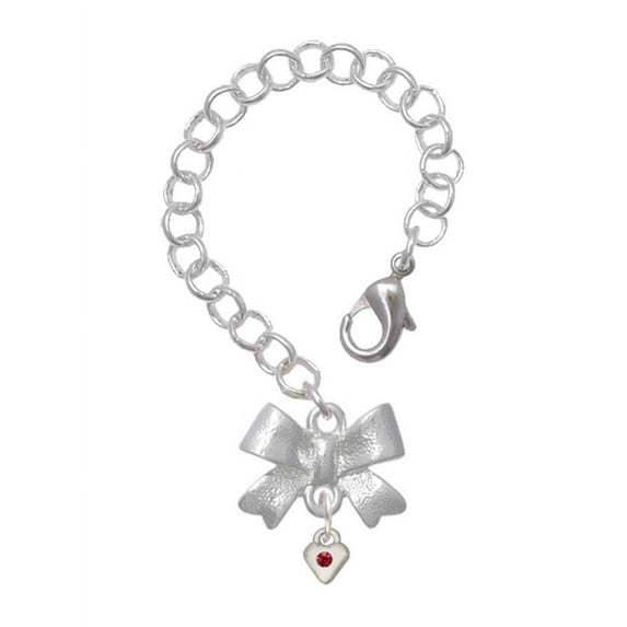 Delight Jewelry Silvertone Mini January - Maroon Crystal Heart - Silvertone Bow Charm Accessory for Tumblers and Thermal Cups