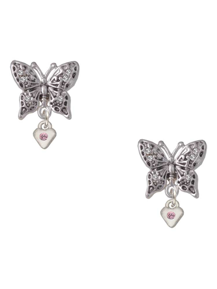 Delight Jewelry Silvertone Mini Light Pink Crystal Heart Silvertone