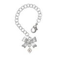 thumbnail image 1 of Delight Jewelry Silvertone Mini Light Pink Crystal Heart - Silvertone Bow Charm Accessory for Tumblers and Thermal Cups, 1 of 4